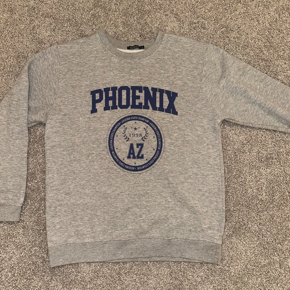 Boohoo Gray and Blue Sweatshirt Classic Athletic Style